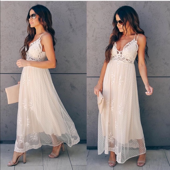 cream colored maxi dress